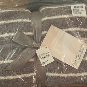 Barefoot Dreams Gray and Cream Striped Throw